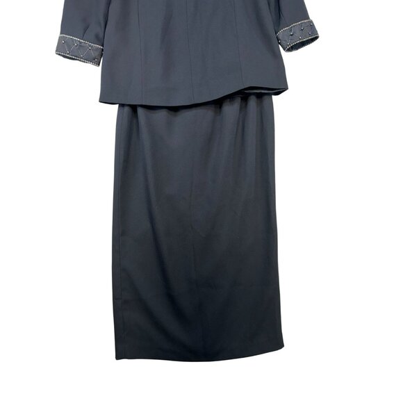 St. Anthony Evening  2-Piece Womens Suit Set Size 10 Black Embellished Collar Cu - Picture 10 of 16